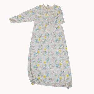 VTG Carters Layette Newborn 0-3M White Bunny Rabbit‎ One-Piece Sleep Gown